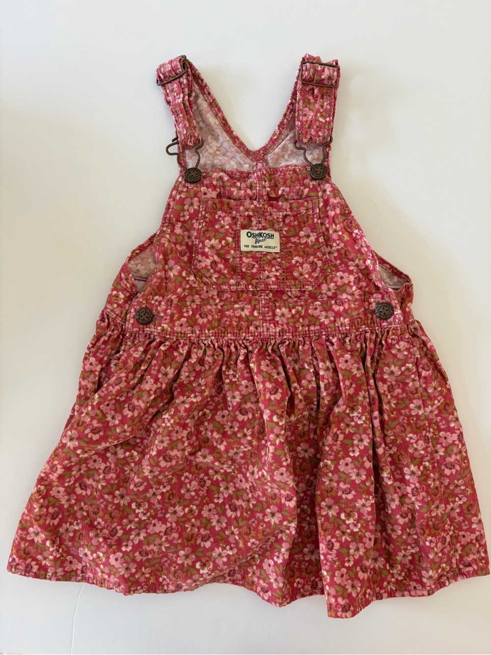 Oshkosh B'Gosh Pink Floral Corduroy Shirtall Dress 4T Fall Autumn Thanksgiving